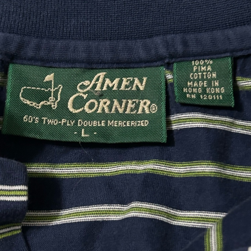 Amen Corner Navy Striped Polo Shirt